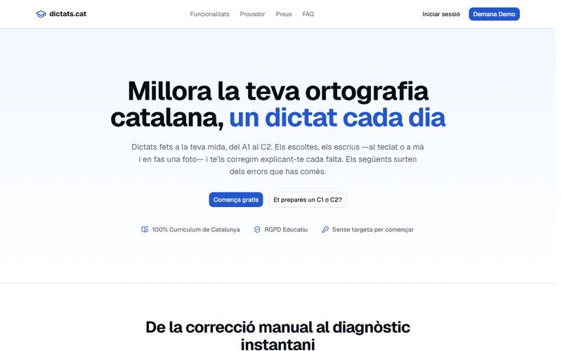 Pàgina d'inici de dictats.cat