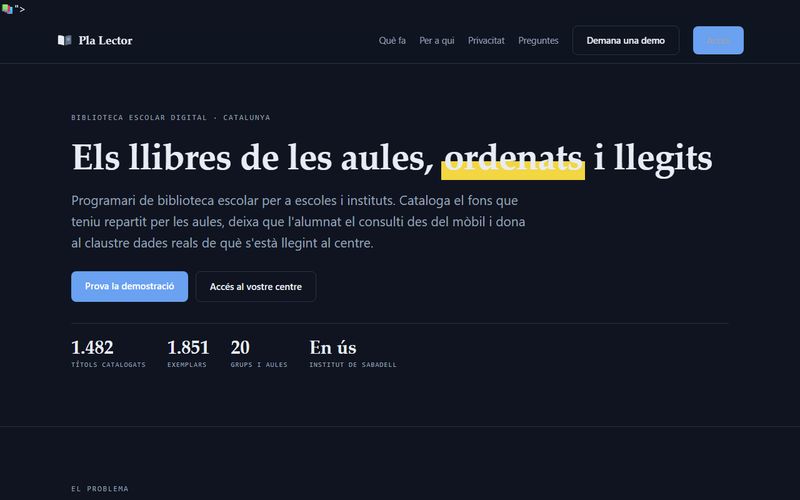 Pàgina d'inici de El Pla Lector