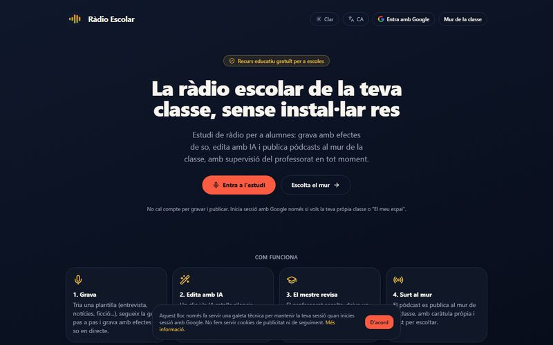Pàgina d'inici de Ràdio Escolar