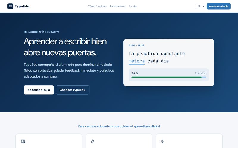 Pàgina d'inici de TypeEdu